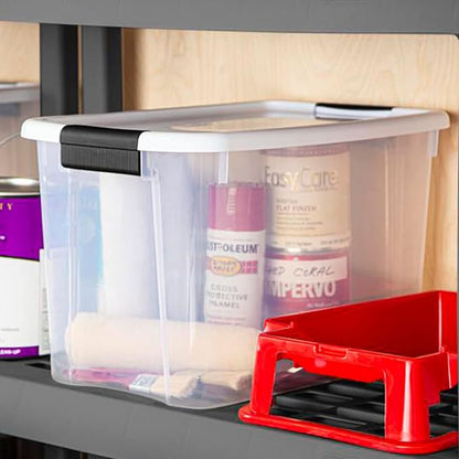 Sterilite 6-Pack 30 Quart Ultra Latch Box, Clear Storage Organizer Bins with Latching Lids - Stackable Plastic Containers for Home Organization in Garage, Attic, Basement, and Closet