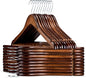 HOUSE DAY Wooden Hangers 30 Pack, Solid Wood Coat Hanger Heavy Duty, Smooth Finish Bulk Wood Hangers, High-Grade Wooden Clothes Hanger with Non Slip Pant Bar, 360° Swivel Hook