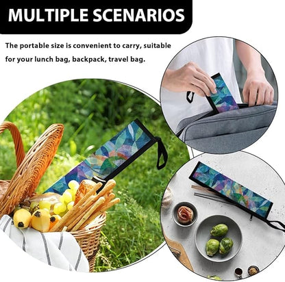 Art Crystal Leaves Flatware Storage Bag Tableware Carrier Bag Dinnerware Organizer Easy of Cleaning & Light to Carry with Handle Holds up to The Rest of Time