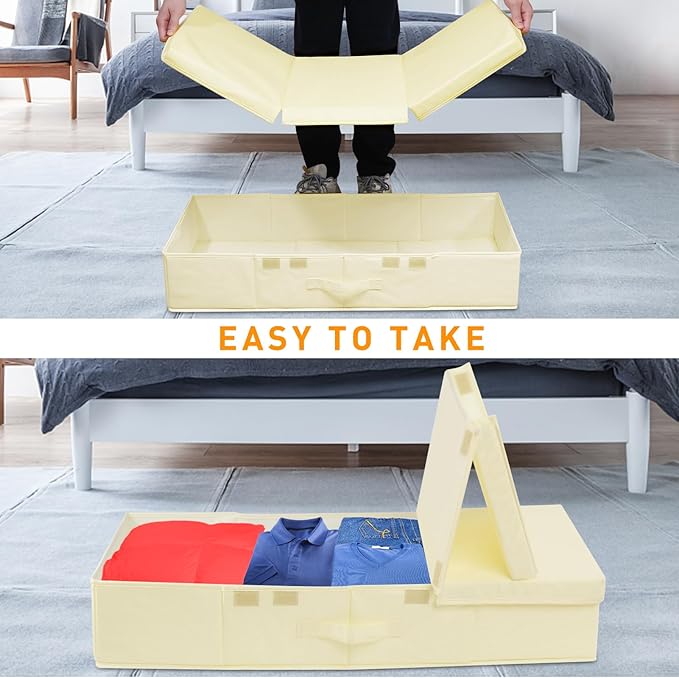 Large Wedding Dress Preservation Box ,2 Pack Underbed Storage Containers with Lids and Handles, Fits Wedding Gowns, Blankets, Comforters, Quilts & Bedding