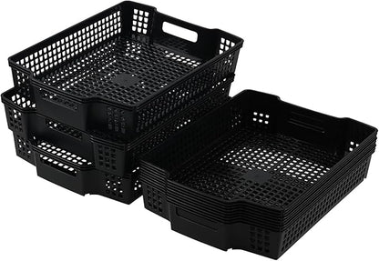 Rosebloom Plastic Stackable Storage Tray Baskets, Plastic Paper Tays, 6 Packs