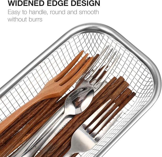 Cabilock Stainless Steel Utensil Drying Rack: Utensils Drawer Organizer - Dishwasher Silverware Drainer Basket, Chopsticks Spoons Forks Knifes Cutlery Storage for Kitchen Counter