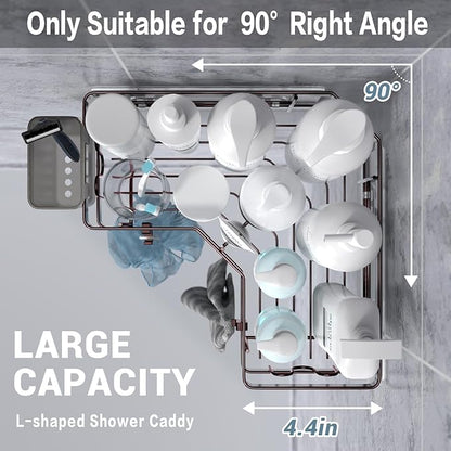 AKTECKE Shower Caddy Corner Organizer: 2Pack Adhesive Shower Shelf Essentials - No Drilling Stainless Steel Bathroom Storage Rack with Hooks and Toothpaste Holder - Shower Accessories