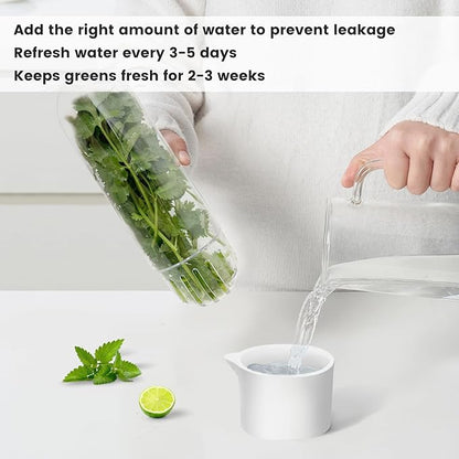 Herb Keeper for Refrigerator, Herb Saver for Refrigerator, Vegetable Preservation Bottle for Cilantro, Mint, Parsley, Asparagus, Keeps Greens Fresh for 2-3 Weeks (4PCS)