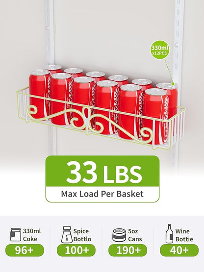 Over the Door Pantry Organizer, 9-Tier Pantry Organization and Storage for Kitchen, Metal Hanging Shelves Door for Home & Kitchen, Laundry Room Bathroom, White