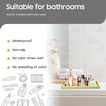 Vanity and Bathroom Tray, 11.8" ABS Countertop Organizer,Waterproof Vanity Tray for Toilet Tank,Perfume,Soap,Keys,Bathroom Accessories,Kitchen and Bath Trays,Non Slip Small Trays,Gold