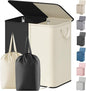 Lifewit Double Laundry Hamper with Lid and Removable Laundry Bags, Large Collapsible 2 Dividers Dirty Clothes Basket with Handles for Bedroom Laundry Room Closet Bathroom College, 136L White&Black