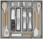 Lifewit Silverware Organizer, Plastic Kitchen Utensil Drawer Tray, Cutlery Flatware Storage Holder for Spoons Forks Knives, 20 x 16"/ 52 x 42cm, 8 Compartment, Gray