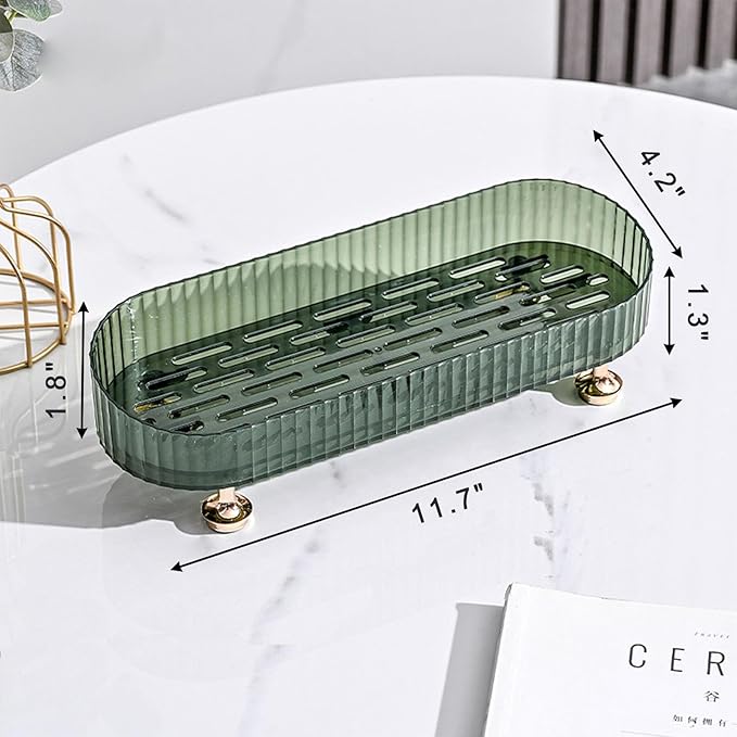 Small Bathroom Trays for Counter, Countertop Makeup Organizer Tray for Vanity, Make up Organizer Perfume Trays for Dresser, Clear Vanity Tray for Perfume, Lotions, Skincare and Cosmetics