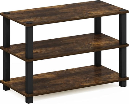 Furinno Turn-S-Tube 3-Tier Shoe Rack, Amber Pine/Black