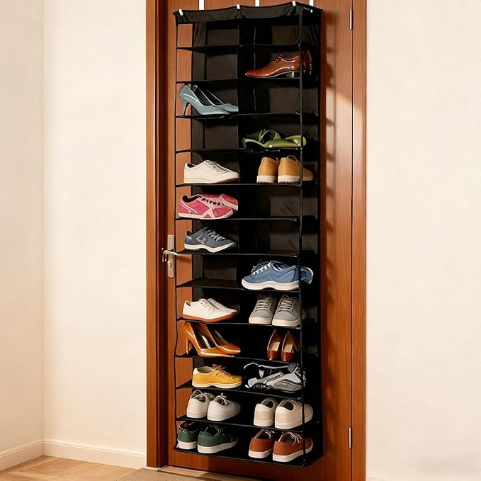 Hoodie Organizer Ideas,Hoodie Sweatshirt Storage Hack with Clear See,Hoodie Sweatshirt Organizer over the Door,26 Pockets Folding Hanging Door Closet,63" X 22" Foldable Behind the Door Organizer (#A)