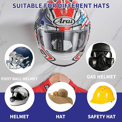 Motorcycle Helmet Rack, Helmet Holder Wall Mount Helmet Stand with Hooks, Motorcycle Accessories Helmet Hanger Helmet Accessories