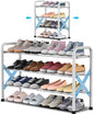 YEASHEIN 3-Tier Expandable Shoe Rack for Closet Floor, X-Frame Metal Small Shoe Rack for Entryway, Adjustable Shoe Shelf Organizer, Free Standing Shoe Racks for Front Door Entrance, Garage - White