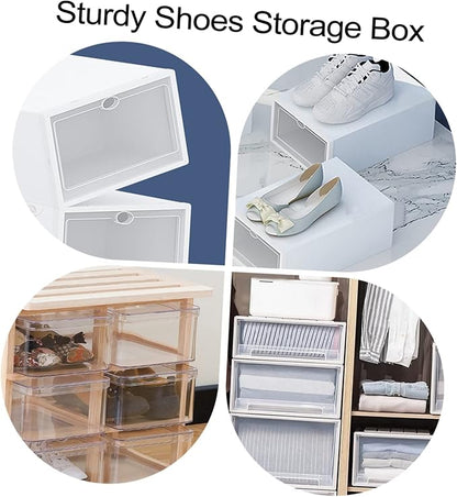 Ciieeo 6 Pcs Sturdy Plastic Shoe Storage Box Lid Drawer Type Organizer for Home Use Dustproof and Stackable Shoe Container