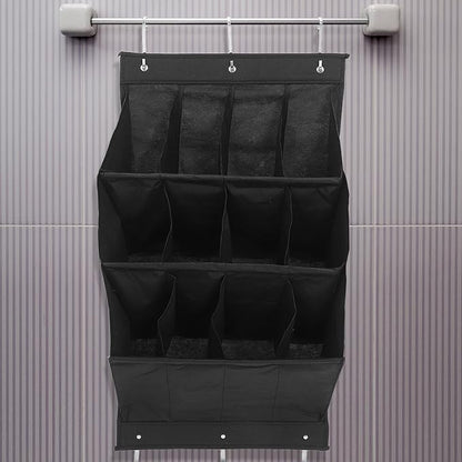 YARNOW The Door Hanging Shoe Organizer with 12 Pockets Foldable Black Oxford Cloth Shoe Storage Rack for Narrow Doors Entryway and Closet