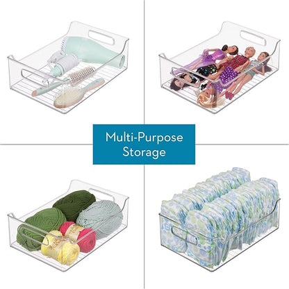 iDesign 50% Recycled Plastic Refrigerator Set, Made in The USA – Versatile Design Ideal for Freezer, Pantry, and Cabinet Organization, Two 5” x 5” x 14” and Two 10” x 5” x 14” Bins, Clear