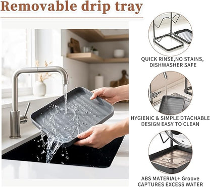 304 Stainless Steel Pot Lid Holder 2-Tier Heavy Duty Pot Lid Multifunctional Kitchen Countertop Kitchen Pot Lid Storage Rack Multifunctional Pots Lids Organizer Rack with Removable Drip Tray