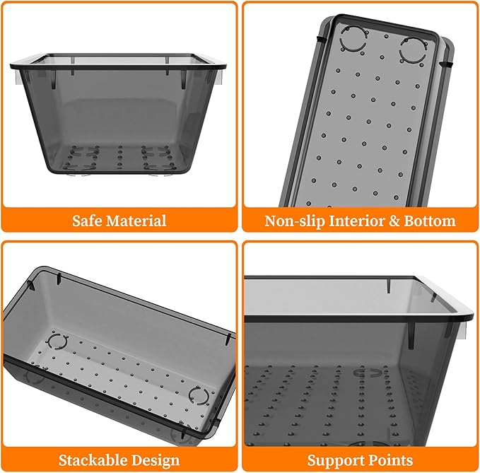StorMiracle 32 PCS Clear Plastic Drawer Organizer Set, 4-Size vanity organizer Trays and Storage Bins for Makeup, Jewelry and Gadgets in Bedroom, Bathroom and Office, Clear Black