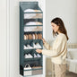 Over the Door Organizer with 6 Tiers & 11 Pockets – Multi-Purpose Hanging Door Organizer with Clear Pockets, Heavy Duty Space-Saving Closet Storage, Fits Shoes Hats Bags, Tool-Free Installation, Grey
