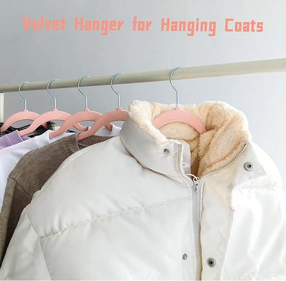 Pink Velvet Hangers 30 Pack, Anti-Slip Slim Space Saving Hangers with 360° Swivel Hook, 17.5 Inch Velvet Clothes Hangers for Coats,Sweater,Jackets,Dresses, Shirts, Suits & T-Shirts (Pink, 30)