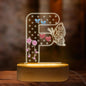 COSHAYSOO Initial Acrylic Earring Holder Organizer for Women Teen Girls with Butterfly Decorations LED Night Light Personalized Trendy Gifts for Daughter 16 th 18th Birthday Jewelry Stand Letter F