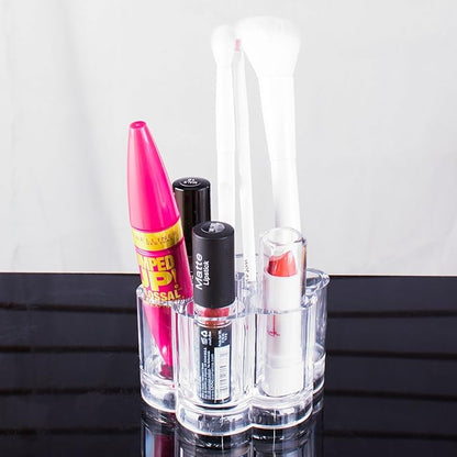 Super Z Outlet Clear Acrylic Flower Cosmetic and Makeup Nail Brush Lip Gloss Holder Compact Stand with 12 Slot Spaces Organizer