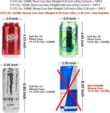 Rolling Soda Can Organizer for Refrigerator Can Dispenser for Beer Soda Seltzer Pop Can Soda Organizer for 10 Standard Size 11.15oz or 12oz Cans Holder Storage Pantry Organization
