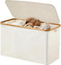 Storage Basket with Lid and Handles, 135L Fabric Bin with Divider for Shelf, Closet, Toy Organization, Collapsible Storage Organizer for Home, White