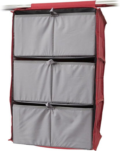 Covermates Keepsakes Hanging Closet Organizer Set – Heavy Duty Wardrobe Storage Shelves with Trays & Dividers – Vertical Dresser for Sweaters, Shoes, and Handbags, Scarlett Red