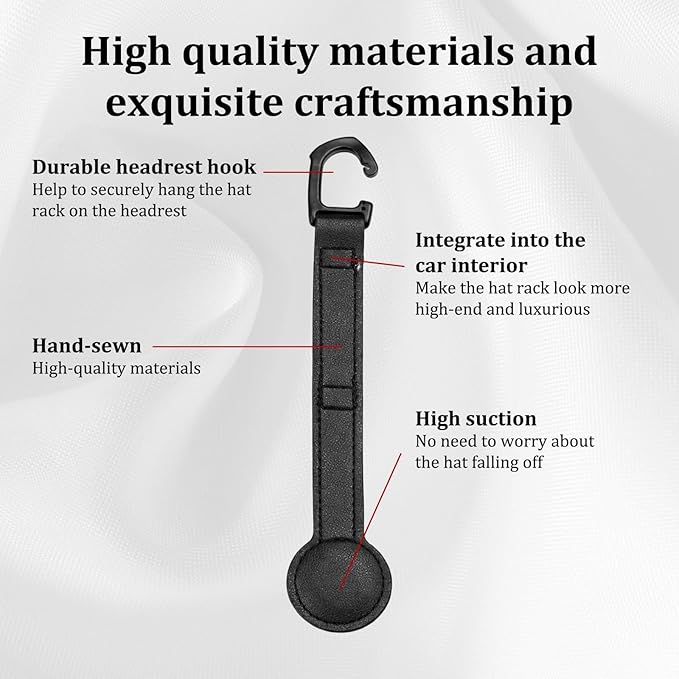 4Pcs Cowboy Hat Holder for Truck Set, Leather Magnetic Cap Clip, Cowboy Hat Holder, Adjustable Hat Organizer Suitable for Most Vehicle Storage(Black)