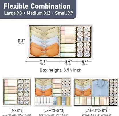 DIMJ Drawer Organizer Clothes 28 Pack - Foldable Baby Organizers and Storage Dresser Organizer for Bedroom, Closet Nursery Organization Dresser Dividers for underwear, Sock, Bra, Belt, Tie