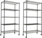 YSSOA Heavy Duty 5-Shelf Storage Shelving Unit, 1250lbs Loading Capacity, 29.92" D x 13.98" W x 62.99" H Adjustable Steel Organizer Wire Rack, Black, 2 Pack