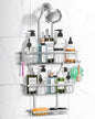 Shower Caddy Hanging - Never Rust Shower Hanging Organizer - Aluminum Over the ShowerHead Caddy with 6 Hooks for Razor/Sponge (Silver)