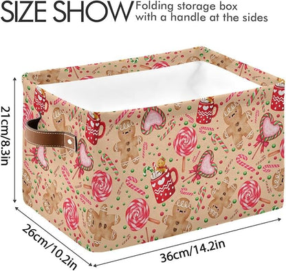 Christmas Gingerbread Candy Rectangular Storage Basket Organizer Bin Shelf Candy Cane Baskets For Clothes Gifts For Home Office Dorm