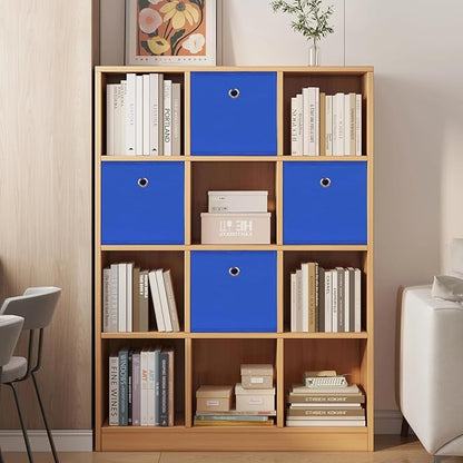 Foldable Storage Cubes Bins ,11 Inch Cloth Storage Cube Fabric Storage Box Cubes Organizer Baskets with Handles for Home Organizer Set of 3 (Dark Blue)