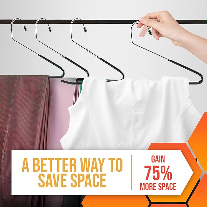 Pants Hangers Non Slip Open Ended – Metal Trouser Hangers, Heavy Duty Stainless Steel Pant Hangers for Men and Women, Space Saving, 20 Pack Jeans Hangers