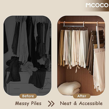 Pants Hangers Closet Organizers and Storage Clothes Space Saving Hangers Multifunctional Uses Rack Organizer for Pants Jeans Skirts Scarf Legging Black