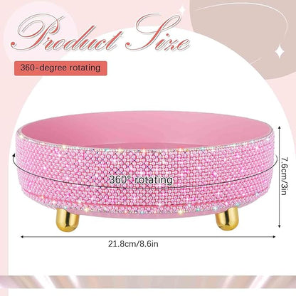 Honeydak Pink Bling Perfume Makeup Organizer Bling Mother's Day Nurses Day Gifts for Women Bathroom Organizers and Storage 360 Rotating Makeup Organizer for Countertop(Pearl)