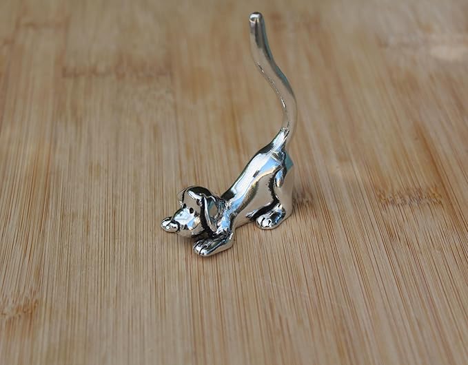 Dog Stretching Ring Holder (Pewter) Yoga Pose