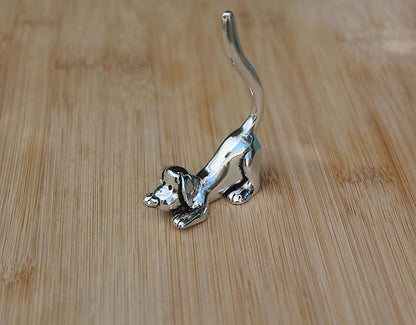 Dog Stretching Ring Holder (Pewter) Yoga Pose