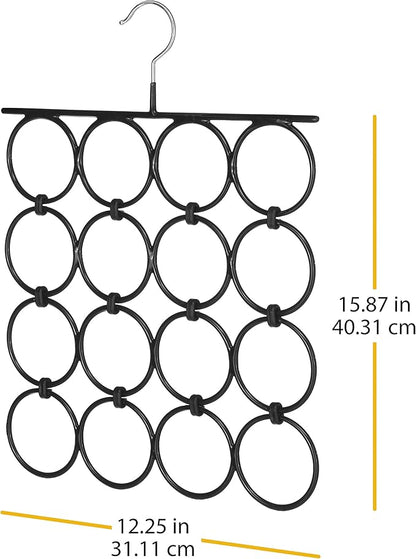 Whitmor Folding Scarf/Accessory Hanger, Black & Chrome, 0. 47 x 12. 25 x 15. 88 inch