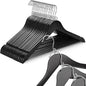 TOPIA HANGER Black Wooden Hangers 30 Pack, Space Saving Coat Hanger with 360° Swivel Cascading Loop Hook, Non Slip Pants Bar and Shoulder Notches for Camisole, Jacket, Suit, Clothes Hangers -CT74B30