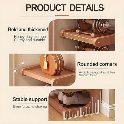 Vertical Shoe Rack 7 Tier, Bamboo Narrow Shoe Rack for Small Spaces, Freestanding Shoe Storage Organizer for Entryway Closet, Space Saving Skinny Shoe Shelf