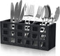 Farmhouse Wooden Silverware Utensil Caddy Cutlery Holder Utensil Holder Organizer for Kitchen Countertop Party Table Fork and Spoon Holders Storage Wood Silverware Basket Picnic Flatware Caddy