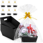 AFOROEOA 10PACK Baskets For Gifts Empty, 10 x 8” Thick Black Gift Basket with 10 Clear Gift Bags and 10 Pull Bows, Empty Gift Baskets for Christmas, Thanksgiving Wedding Birthday Party Wrapping Gift