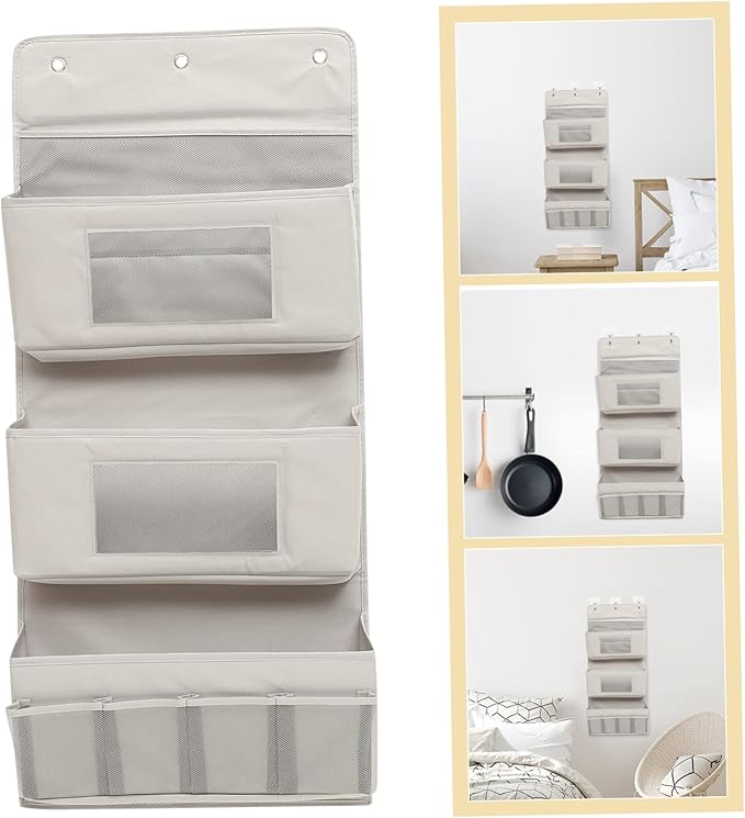 SOLUSTRE Household Over the Door Organizer Multi Function Hanging Storage Bag Grey Breathable Space Saving for Remote Controls Glasses Socks Jewelry and More