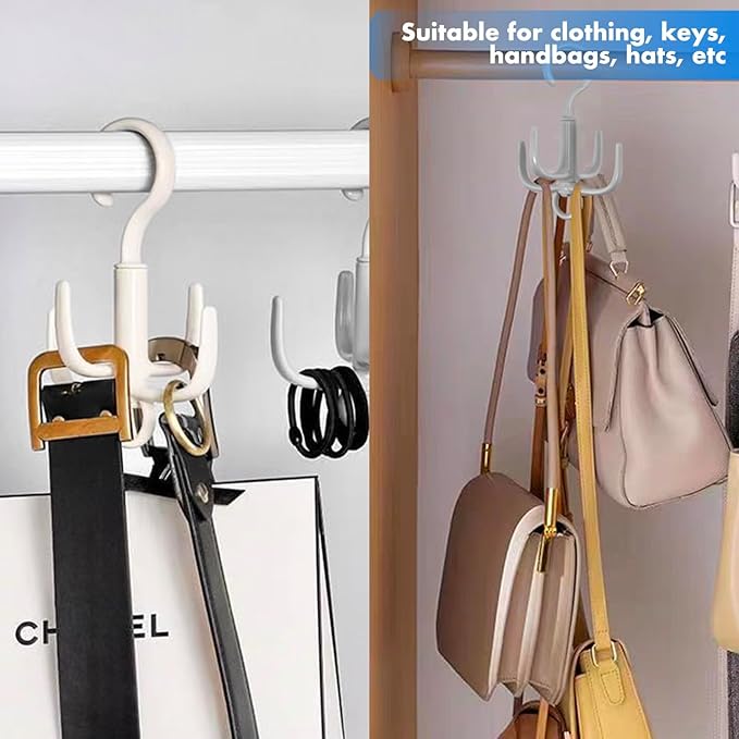 Space-Saving Tie Hanger, Small Space Storage and Organizer, 2 Piece Set, 360° Rotatable Portable Closet Organizers for Belt, Scarf, Bras, Tank top, Purses Etc(Beige)