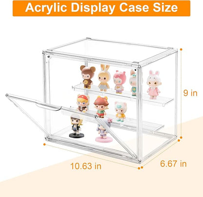 Acrylic Display Case for Collectibles Clear Display Box for Figures with Magnetic Door, Stackable Design, Dustproof, Miniature Display Shelf for Action Figures,Display Box Display Case(1PCS)