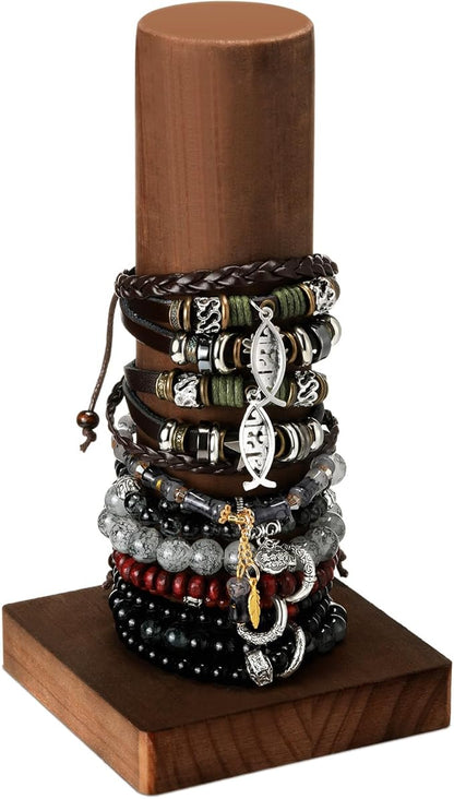 Threehoney Scrunchie Bracelet Display Stand Holder for Vendors 4 x 4 x 8 Inches Solid Wood Hair Tie Jewelry Storage Organizer for Women Store Showcase Home