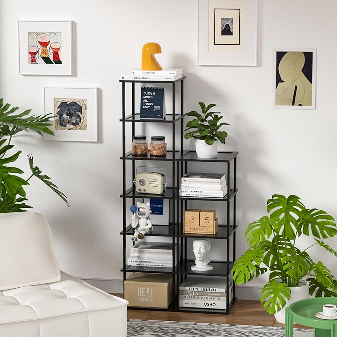 MHXW SXPN Bamboo Free Standing Shoe Rack Shelf Multi Tier Tall Wooden Stackable Shoes Rack Organizer for Closet Front Door Entrance Narrow Vertical Shoe Storage (Black, 12 Tiers)